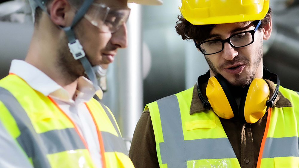 workers checking plan